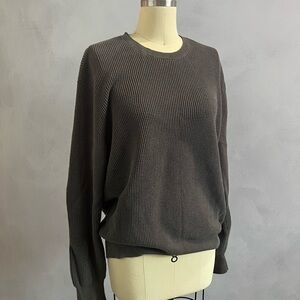 All Saints Men's Dark Gray Crewneck Sweater Large